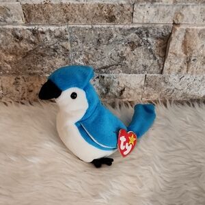 TY Rocket 1997  Blue and White Plush Bird - Soft Small Toy